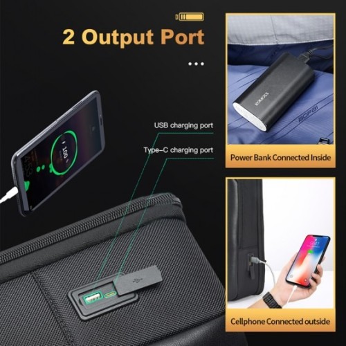 Bopai 61-53111 Crescent, Σακίδιο Πλάτης, Πολυεστέρας, Δερμάτινο, Μαύρο