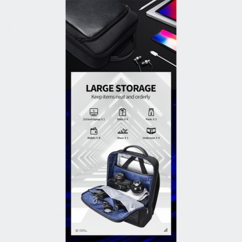 Bopai 61-123071 Voyager, Σακίδιο Πλάτης, Δερμάτινο, Μαύρο