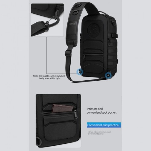 Ozuko 9585, Τσαντάκι Χιαστί, Αδιάβροχο, Μαύρο