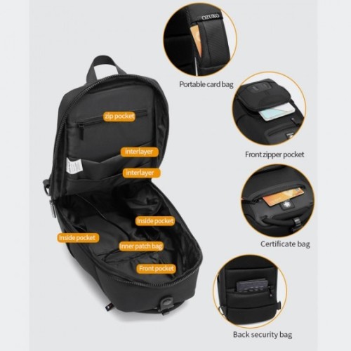 Ozuko 9420, Τσαντάκι Χιαστί, Αδιάβροχο, Μαύρο