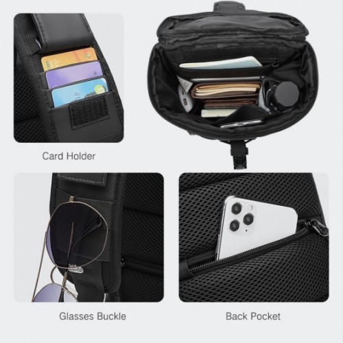 Ozuko 9334, Τσαντάκι Χιαστί, Αδιάβροχο, Μαύρο