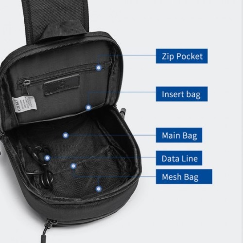 Ozuko 9262, Τσαντάκι Χιαστί, Αδιάβροχο, Γκρι