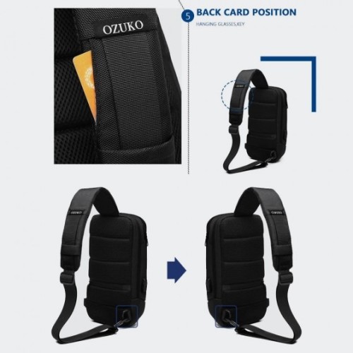 Ozuko 9231, Τσαντάκι Χιαστί, Αδιάβροχο, Γκρι