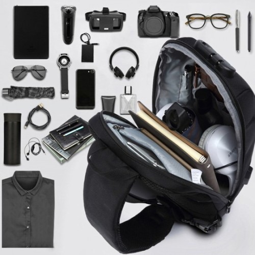 Ozuko 9223, Τσαντάκι Χιαστί, Αδιάβροχο, Μαύρο