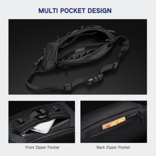 Ozuko 9530, Τσαντάκι Μέσης, Αδιάβροχο, Μαύρο