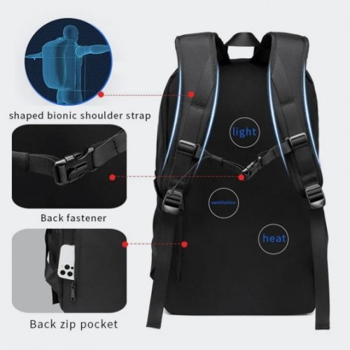 Ozuko 9488, Σακίδιο Πλάτης, Πολυεστέρας, Αδιάβροχο, Μαύρο