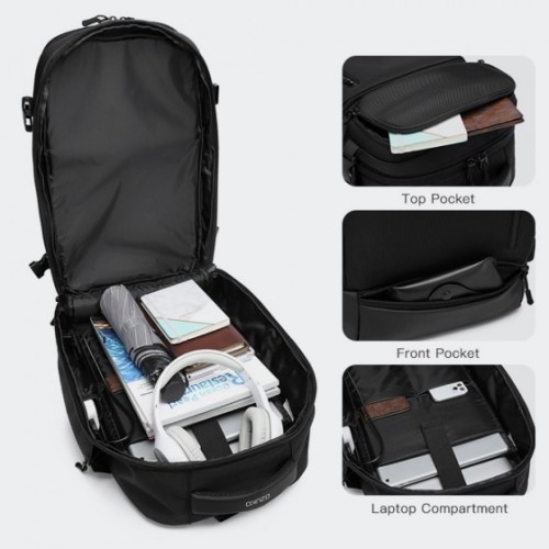 Ozuko 9405S, Σακίδιο Πλάτης, Πολυεστέρας, Αδιάβροχο, Γκρι