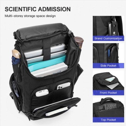 Ozuko 9409 Vira, Σακίδιο Πλάτης, Πολυεστέρας, Αδιάβροχο, Μαύρο