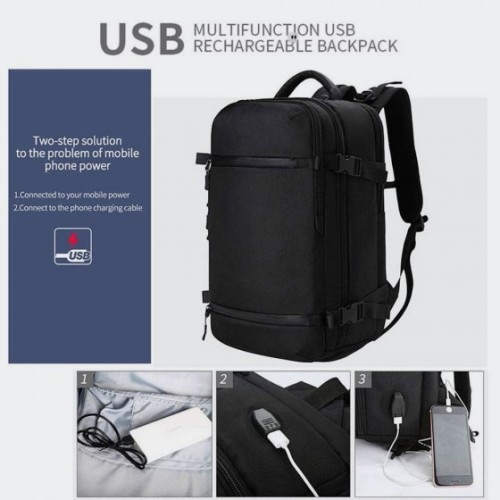 Ozuko 8983S, Σακίδιο Πλάτης, Πολυεστέρας, Αδιάβροχο, Γκρι