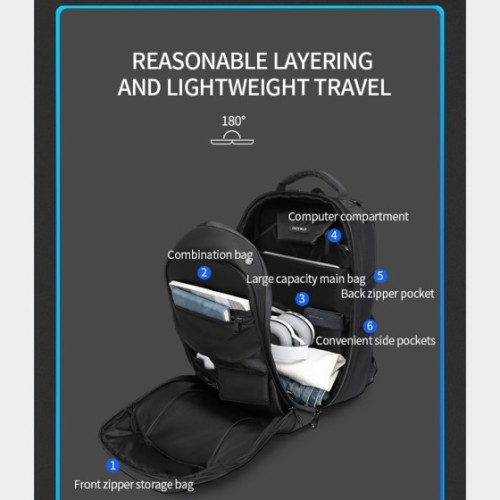 Ozuko 9717, Σακίδιο Πλάτης, Πολυεστέρας, Αδιάβροχο, Μαύρο