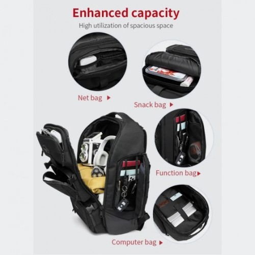 Ozuko 9386, Σακίδιο Πλάτης, Πολυεστέρας, Αδιάβροχο, Μαύρο