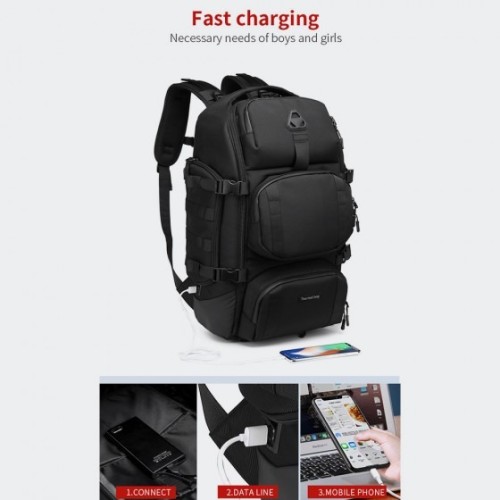 Ozuko 9386, Σακίδιο Πλάτης, Πολυεστέρας, Αδιάβροχο, Μαύρο