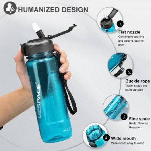 Uzspace 6057, Μπουκάλι Νερού, Tritan, Μαύρο