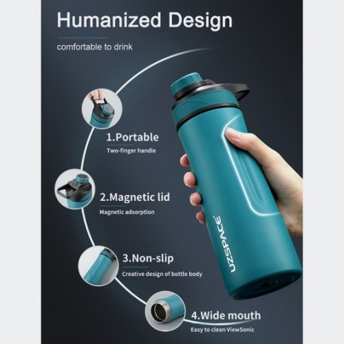 Uzspace 9012, Μπουκάλι Νερού/Θερμός, Ανοξείδωτο Ατσάλι, Μαύρο