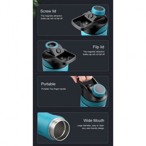 Uzspace 9012, Μπουκάλι Νερού/Θερμός, Ανοξείδωτο Ατσάλι, Μαύρο