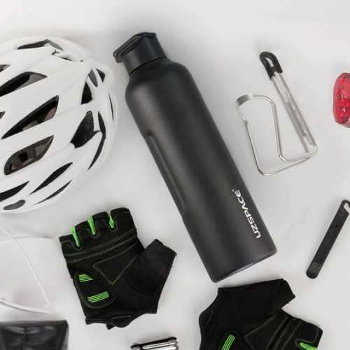 Uzspace 9017, Μπουκάλι Νερού/Θερμός, Ανοξείδωτο Ατσάλι, Μαύρο