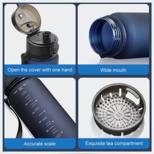 Uzspace 3038, Μπουκάλι Νερού, Tritan, Γαλάζιο/Ροζ