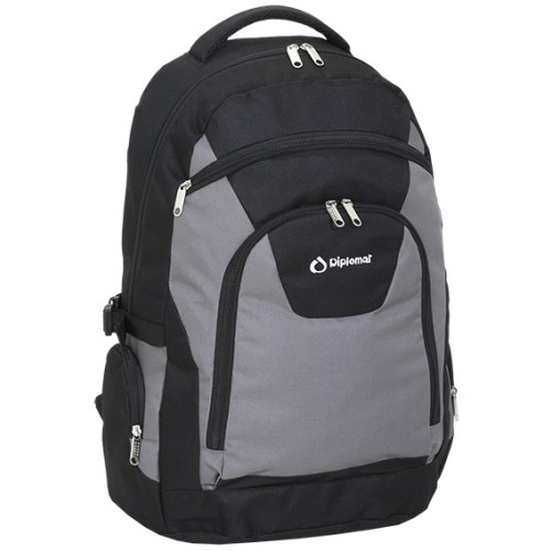 Diplomat BF 12, Σακίδιο Πλάτης, Ύφασμα, Μαύρο/Γκρι