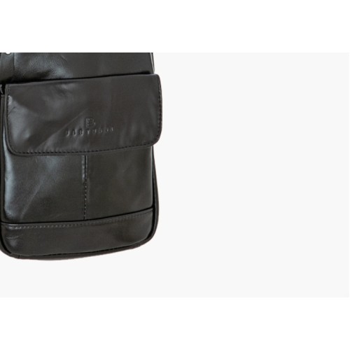 Bartuggi 718-515364, Ανδρικό Τσαντάκι, Χιαστί, Δερμάτινο, Μαύρο