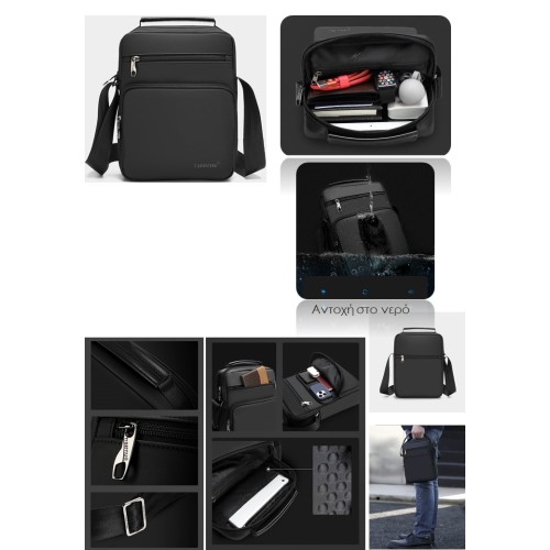 Tigernu T-L5200, Τσαντάκι Χιαστί, Ύφασμα, Μαύρο