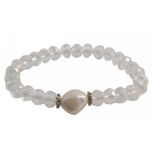 Kostibas 1528-848L, Βραχιόλι, CCB, Γυαλί, ΤΕ, Λευκό