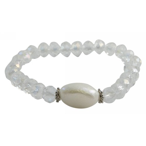 Kostibas 1528-847L, Βραχιόλι, CCB, Γυαλί, ΤΕ, Λευκό