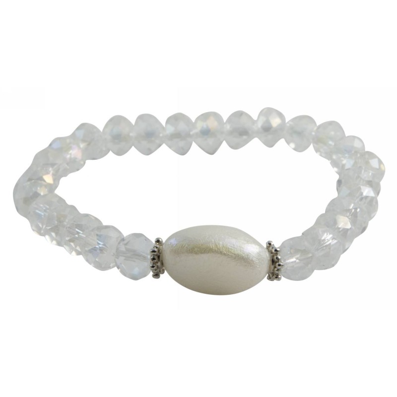 Kostibas 1528-847L, Βραχιόλι, CCB, Γυαλί, ΤΕ, Λευκό