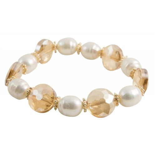 Βραχιόλι, Kostibas 1528-843LX, CCB, Γυαλί, Χρυσό/Περλέ