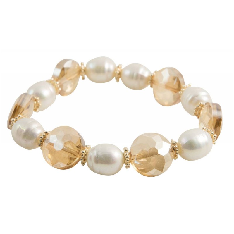 Βραχιόλι, Kostibas 1528-843LX, CCB, Γυαλί, Χρυσό/Περλέ