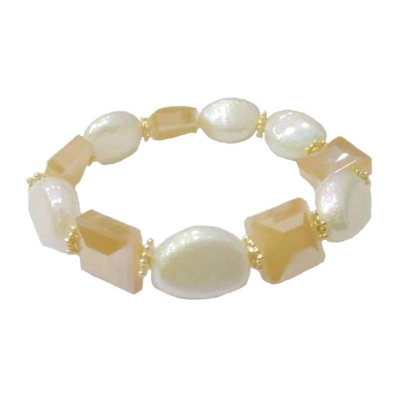 Kostibas 1528-831LX, Βραχιόλι, CCB, Γυαλί, Χρυσό/Λευκό