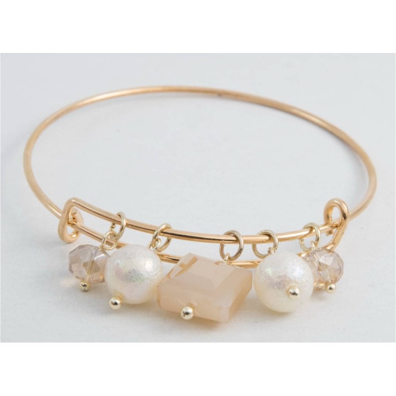 Βραχιόλι, Kostibas 1512-845XL, CCB, Μεταλλικό, Μπεζ/Λευκό