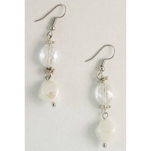 Kostibas 3028-834LL, Σκουλαρίκια, Ακρυλικό, CCB, ΤΕ, Λευκό