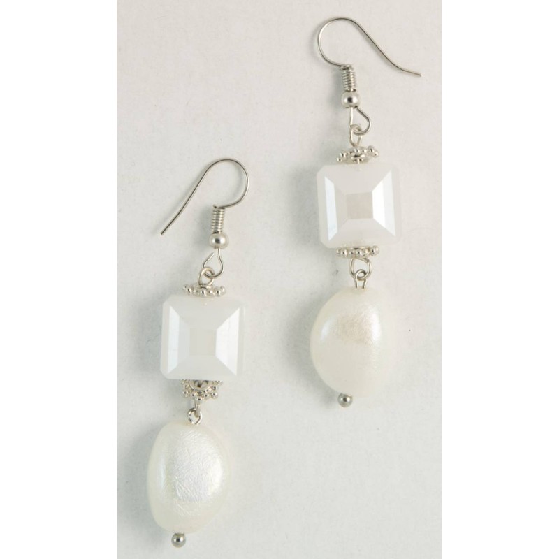 Kostibas 3028-831LA, Σκουλαρίκια, Ακρυλικό, CCB, ΤΕ, Λευκό