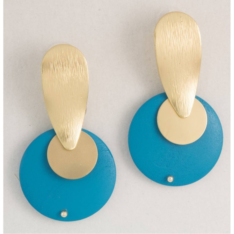 Kostibas 3018-832XT, Σκουλαρίκια, Wooden, Ξύλο, ΤΕ, Τιρκουάζ