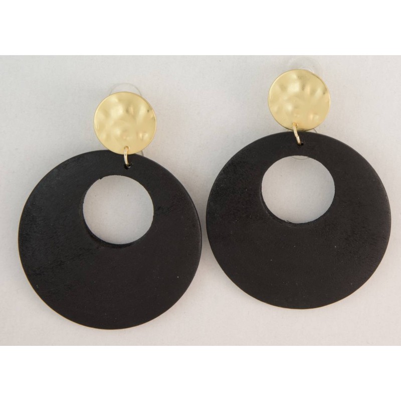 Kostibas 3018-830XM, Σκουλαρίκια Καρφωτά, Wooden, Ξύλο, ΤΕ, Μαύρο