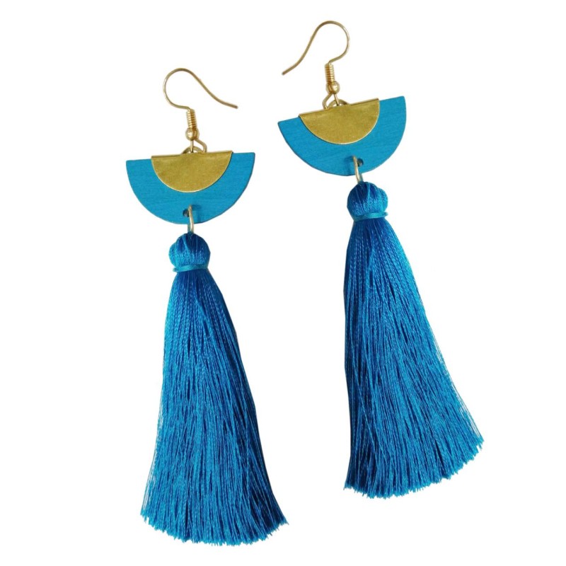 Kostibas 3018-424T, Σκουλαρίκια, Ξύλο, ΤΕ, Τιρκουάζ