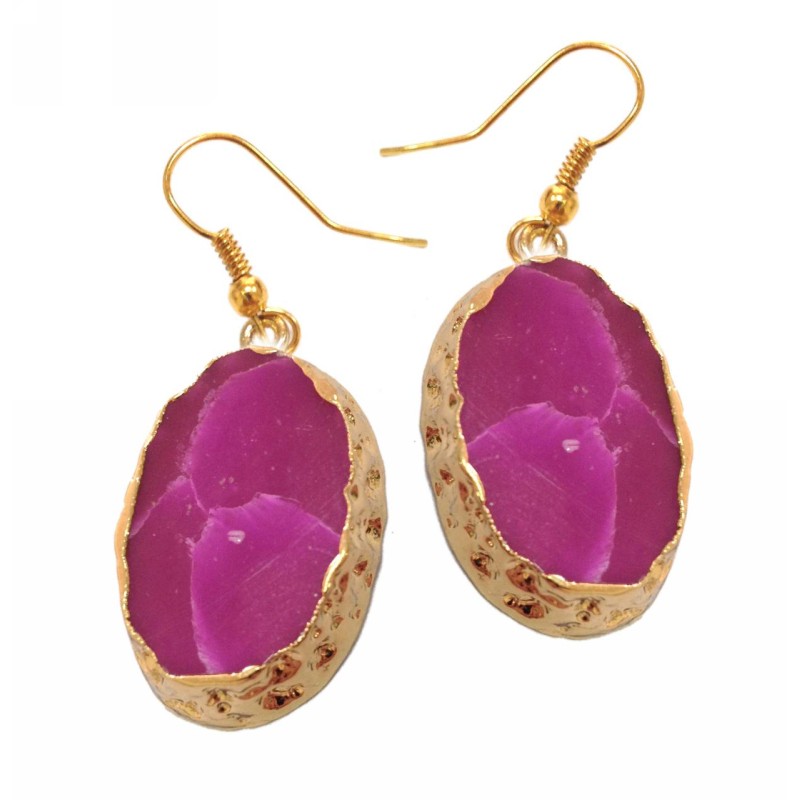 Kostibas 3014-512F, Σκουλαρίκια, Αχάτης, Πέτρα, ΤΕ, Φούξια 