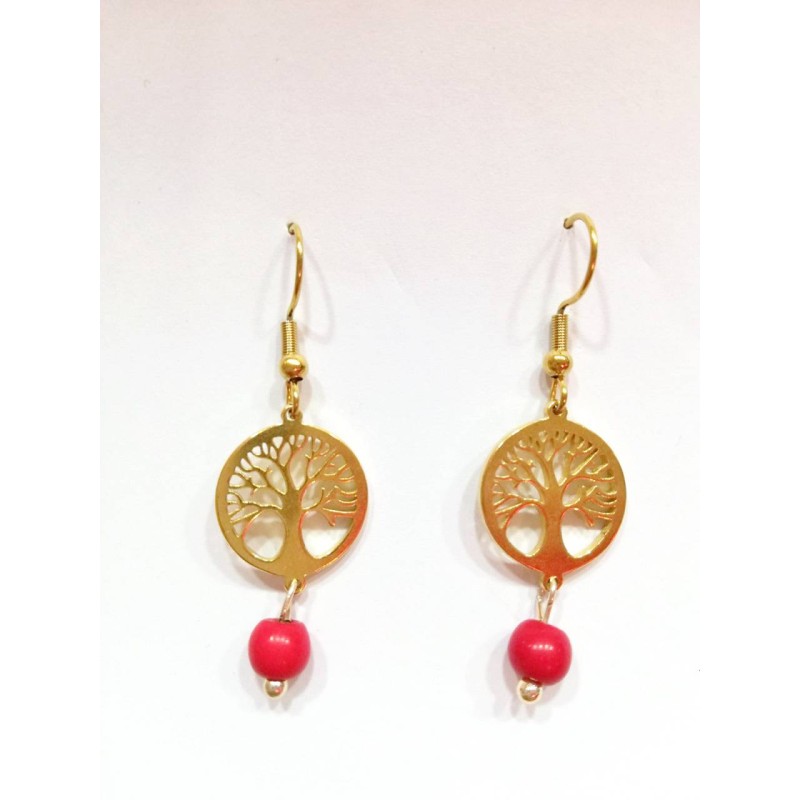 Kostibas 3013-954XE, Σκουλαρίκια, Ατσάλι, ΤΕ, Χρυσό/Κοραλί