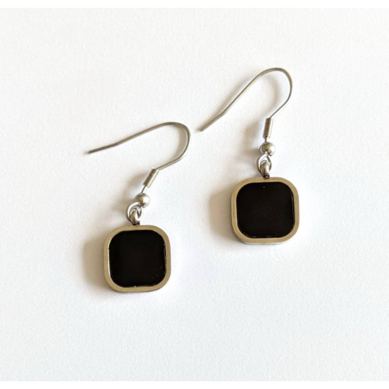 Kostibas 3013-953AM, Σκουλαρίκια, Ατσάλι, Ασημί, Μαύρο 