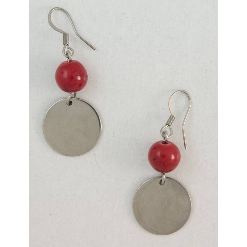 Kostibas 3013-853AE, Σκουλαρίκια, Ατσάλι, ΤΕ, Κόκκινο