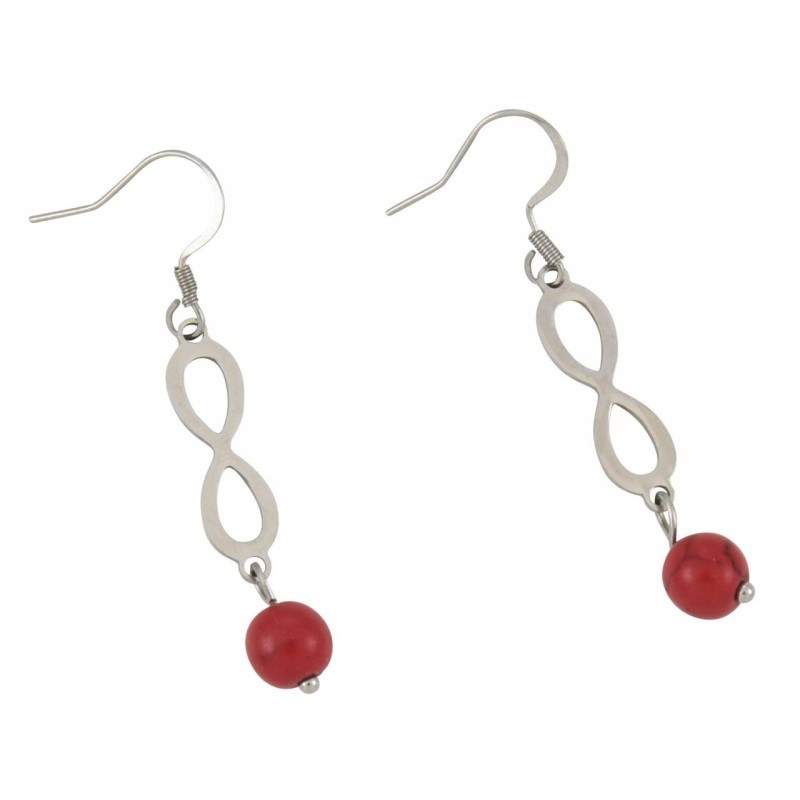 Kostibas 3013-804AE, Σκουλαρίκια, Ατσάλι, ΤΕ, Κόκκινο 