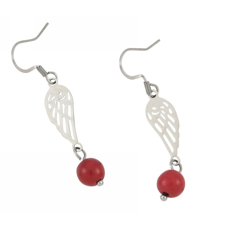 Kostibas 3013-801AE, Σκουλαρίκια, Ατσάλι, ΤΕ, Κόκκινο 