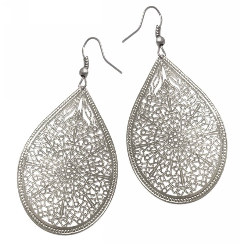 Kostibas 3012-618A, Σκουλαρίκια, Φιλιγκράν, Μεταλλικό, ΤΕ, Ασημί