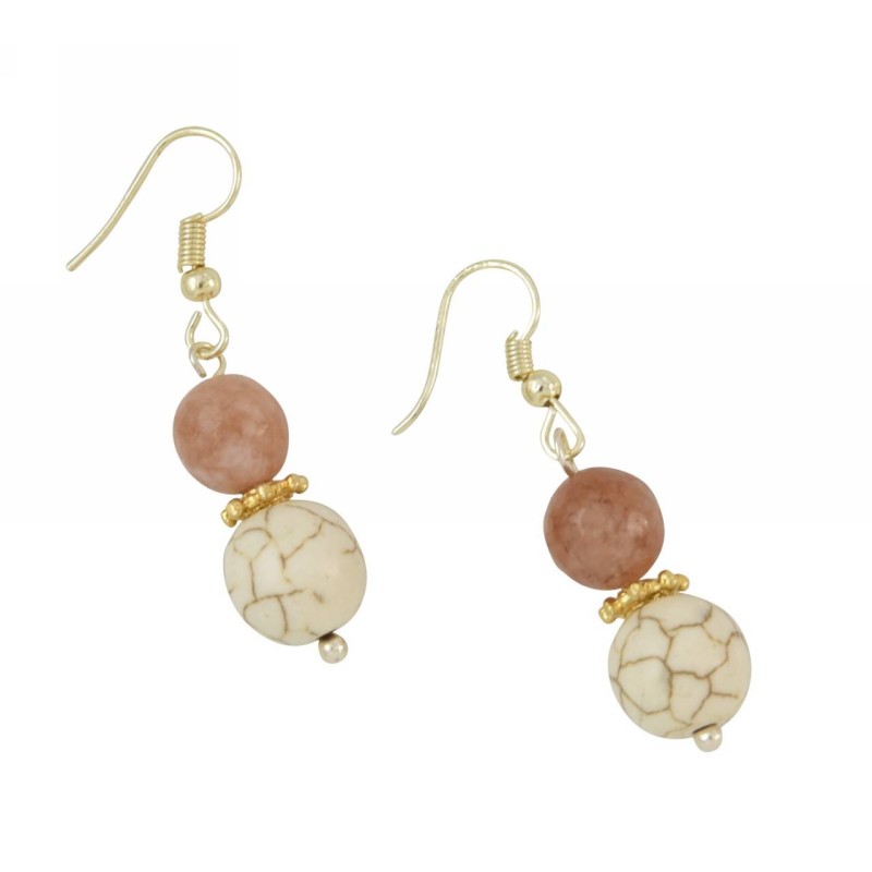 Kostibas 3025-804EL, Σκουλαρίκια, Ημιπολύτιμα, Με πέτρα, Εκρού