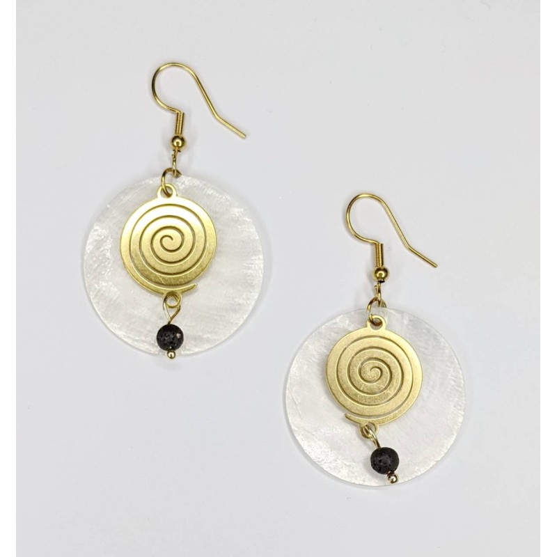 Kostibas 3015-871XA, Σκουλαρίκια, Πέτρα, Κοχύλι, ΤΕ, Μαύρο 