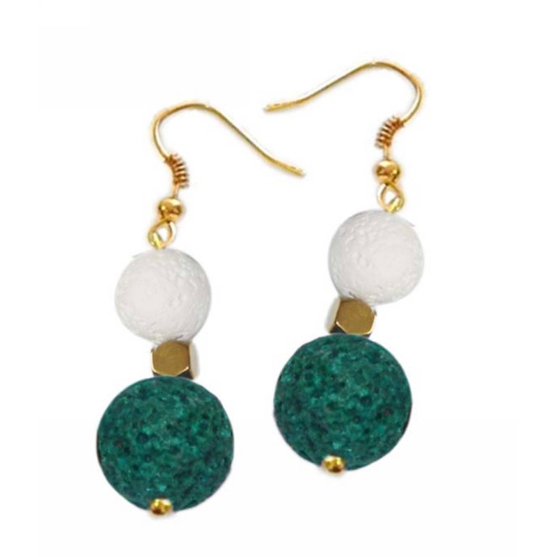 Kostibas 3014-644LN, Σκουλαρίκια, Πέτρα, Μεταλλικό, ΤΕ, Λευκό/Πετρόλ