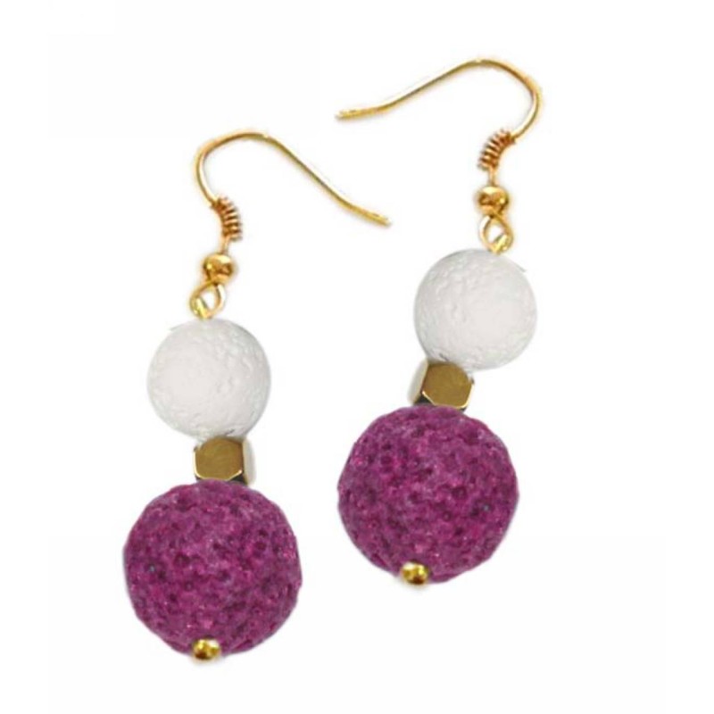 Kostibas 3014-644LF, Σκουλαρίκια, Πέτρα, Μεταλλικό, ΤΕ, Λευκό/Φούξια 