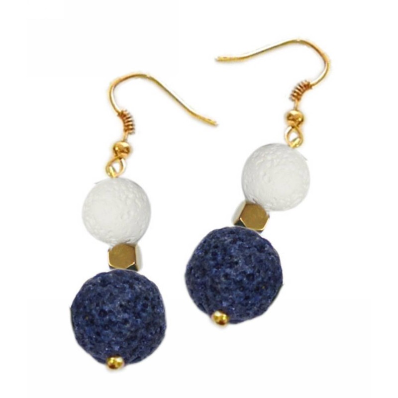 Kostibas 3014-644LB, Σκουλαρίκια, Πέτρα, Μεταλλικό, ΤΕ, Λευκό/Μπλε