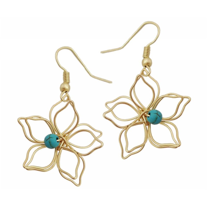 Kostibas 3014-631XD, Σκουλαρίκια, Πέτρα, Μεταλλικό, ΤΕ, Τιρκουάζ