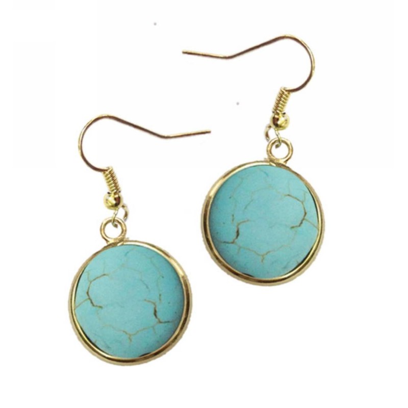 Kostibas 3014-603XD, Σκουλαρίκια, Πέτρα, Μεταλλικό, ΤΕ, Τιρκουάζ